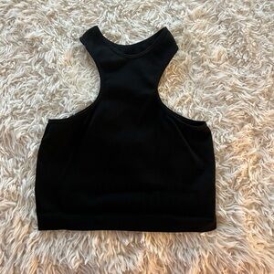 Black High Neck Halter Crop Top